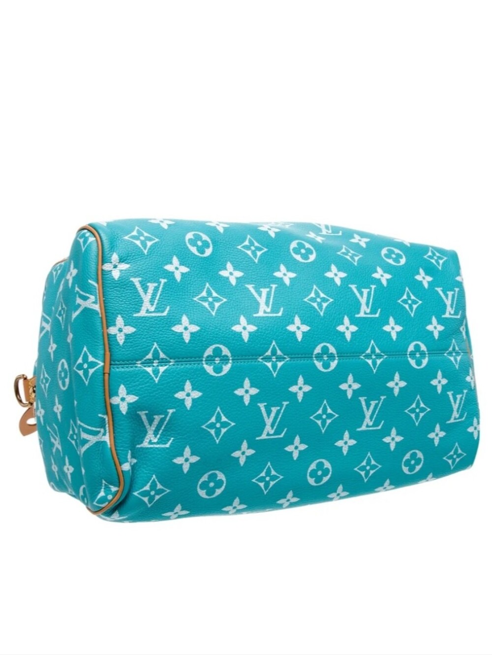 🌍Rare Turquoise/Caramel Barrel 35" Travel Tote - Picture 3 of 15